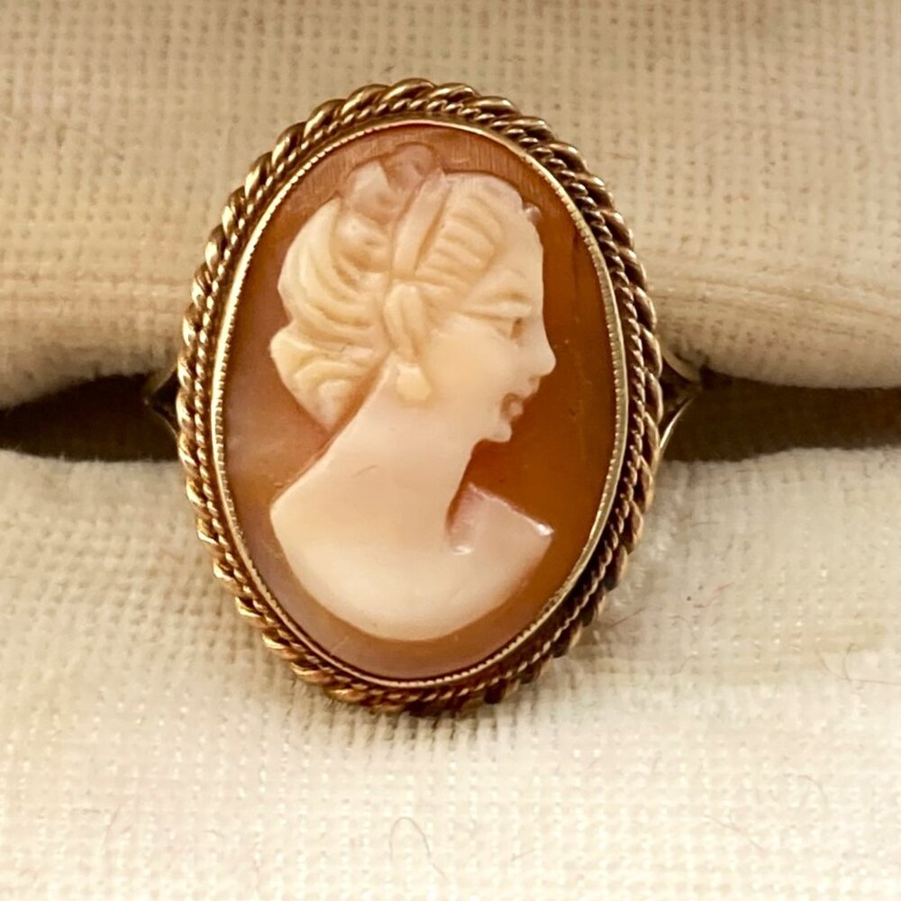 Superb antique 9K British cameo ring, fully hallmarked